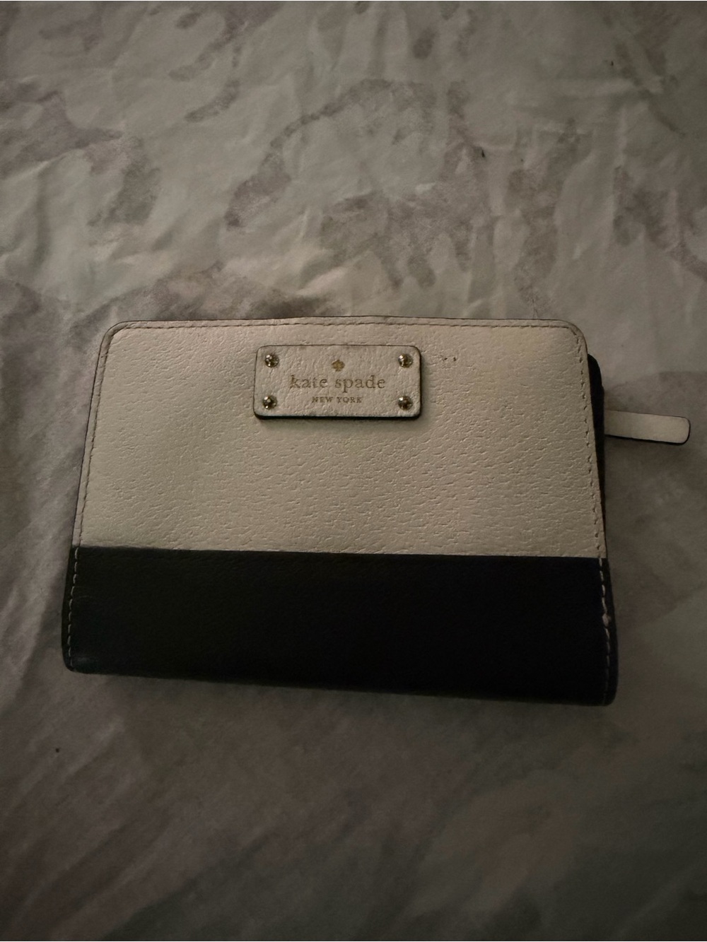 kate spade Black and White Two-Tone Zip Wallet